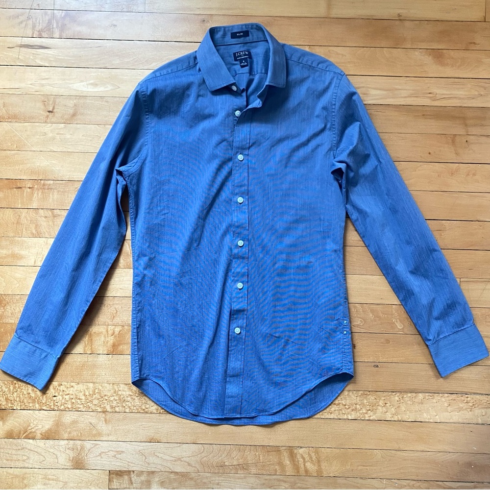 J. Crew Performance Men's Blue Button-Up Dress Shirt - Size Slim Small